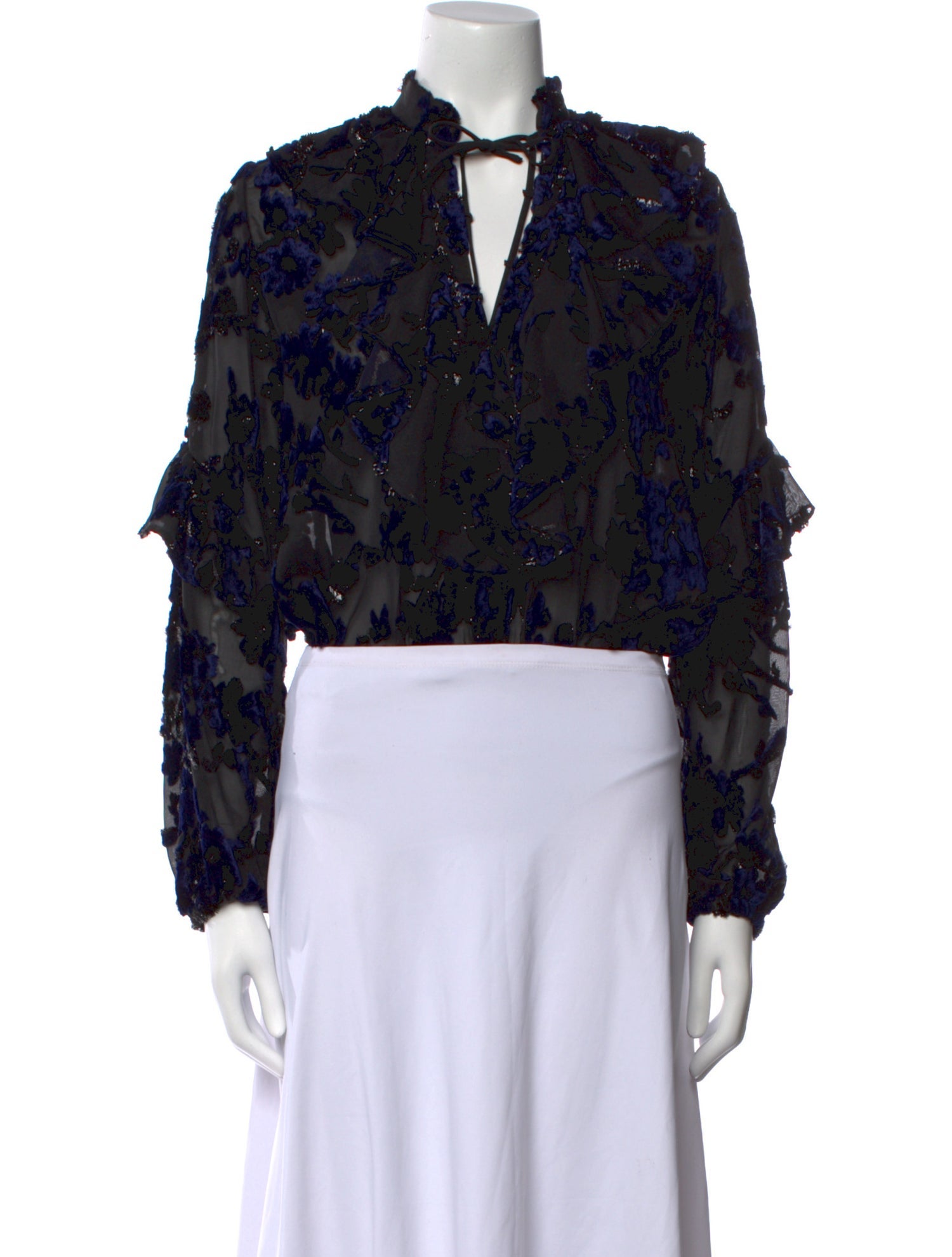 PatBO Floral Print V-Neck Crop Top