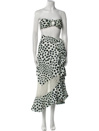 PatBO Polka Dot Print Cutout Accent Skirt Set