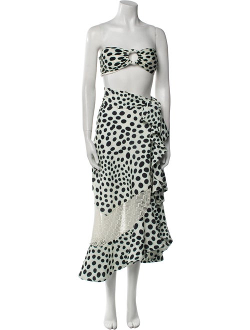 PatBO Polka Dot Print Cutout Accent Skirt Set