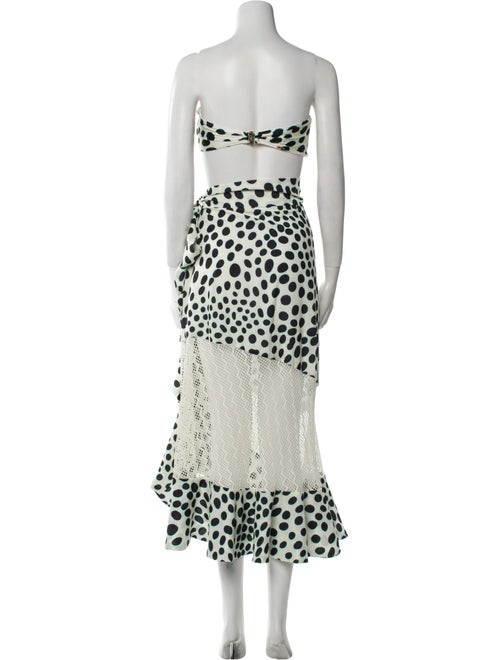 PatBO Polka Dot Print Cutout Accent Skirt Set