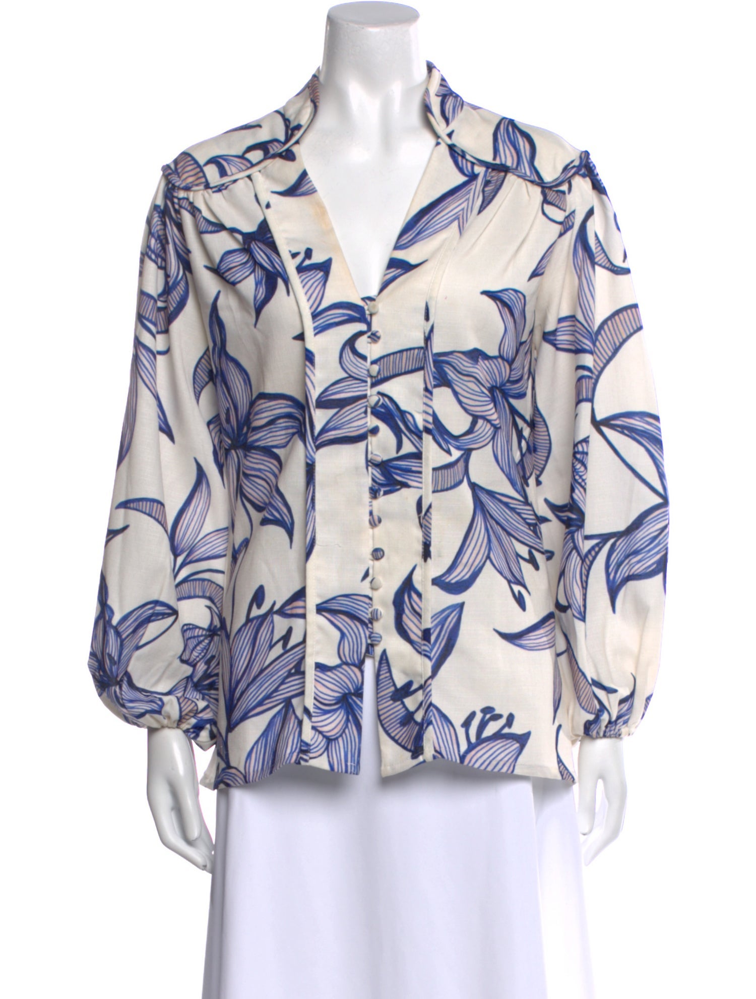 PatBO Printed V-Neck Blouse