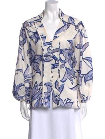 PatBO Printed V-Neck Blouse