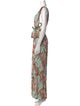 PatBO Printed Plunge Neckline Jumpsuit