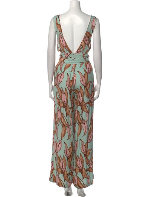 PatBO Printed Plunge Neckline Jumpsuit