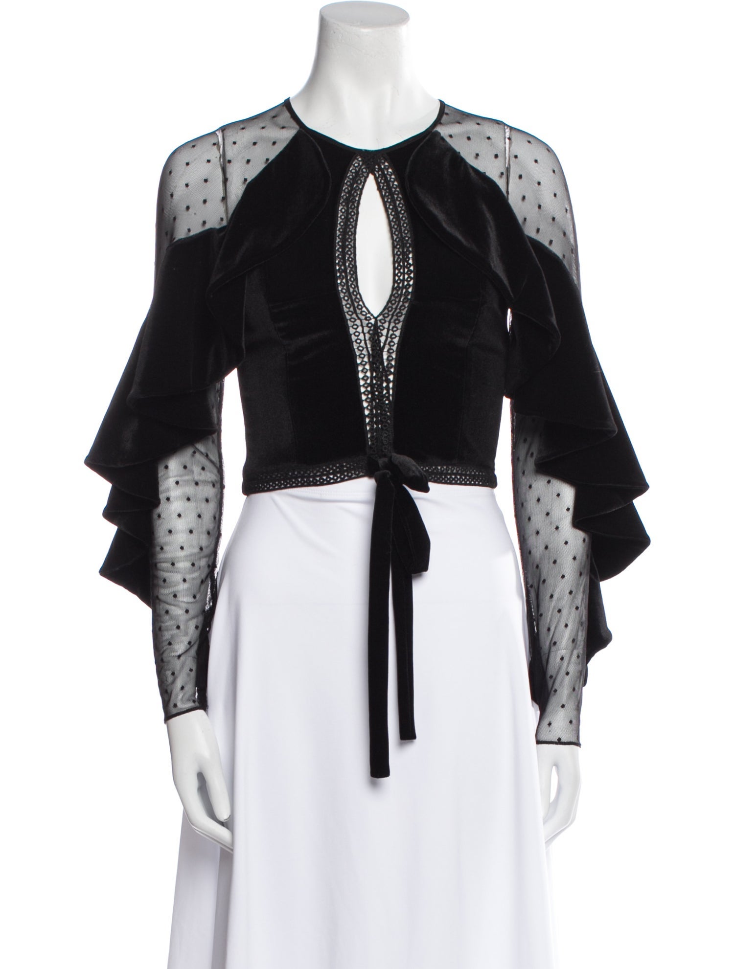 PatBO V-Neck Long Sleeve Crop Top