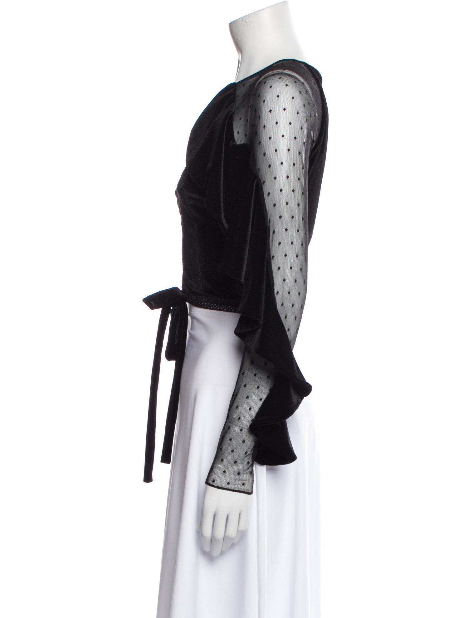 PatBO V-Neck Long Sleeve Crop Top