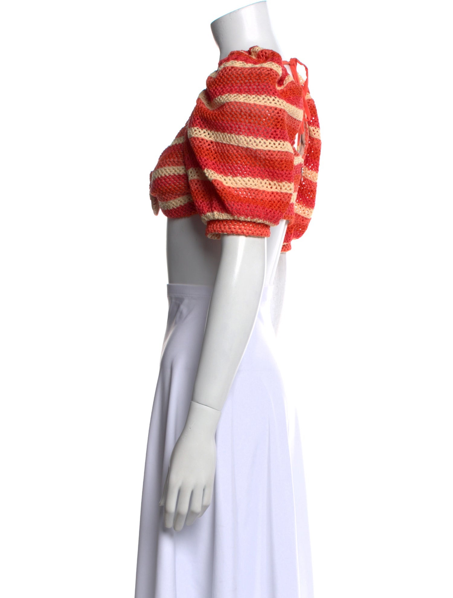 PatBO Striped Square Neckline Crop Top