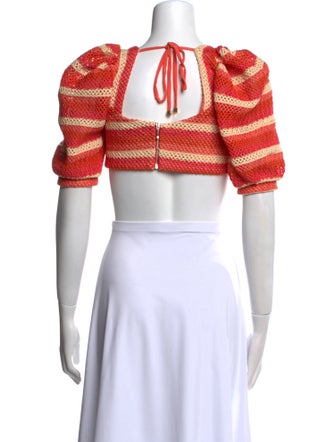 PatBO Striped Square Neckline Crop Top