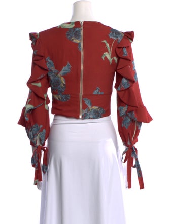 PatBO Floral Print V-Neck Crop Top