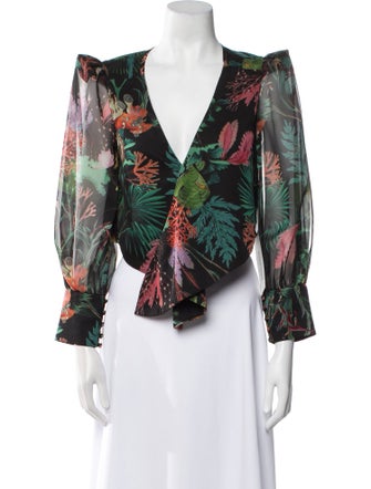 PatBO Floral Print V-Neck Blouse