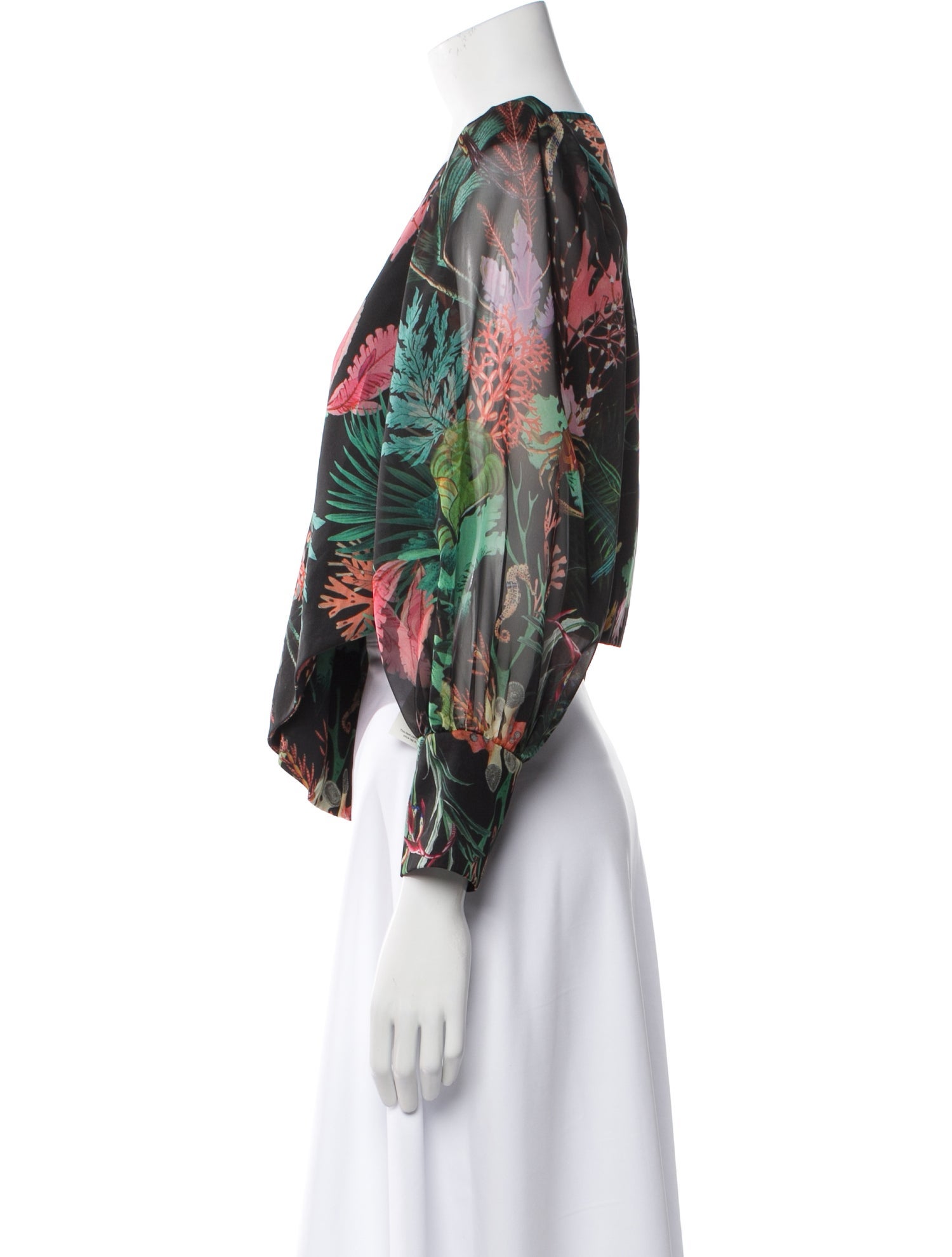 PatBO Floral Print V-Neck Blouse