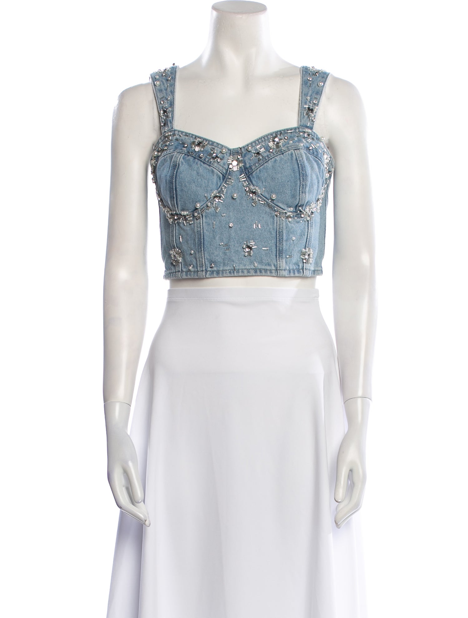 PatBO Square Neckline Sleeveless Crop Top