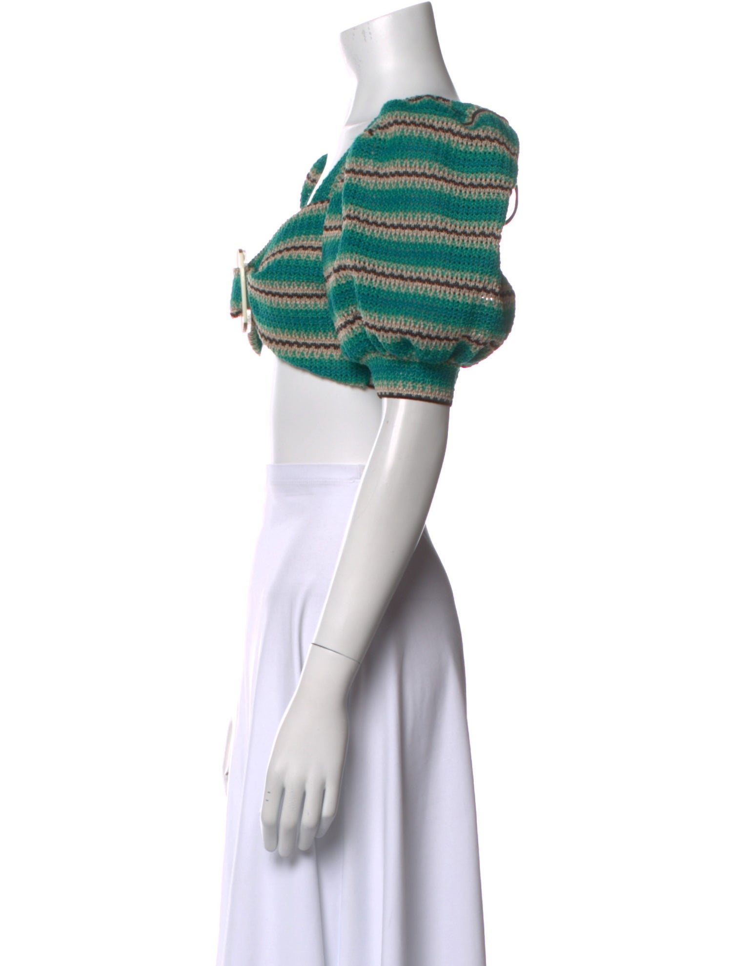 PatBO Striped Square Neckline Crop Top