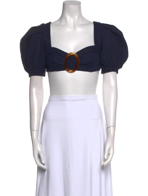 PatBO Square Neckline Short Sleeve Crop Top