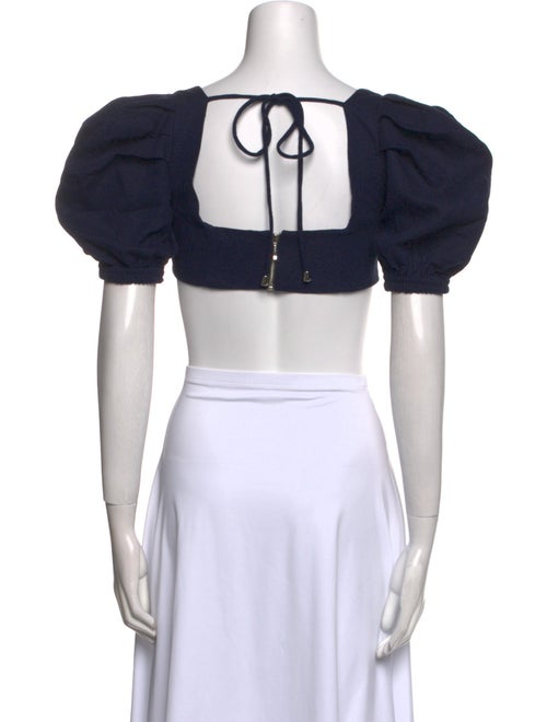 PatBO Square Neckline Short Sleeve Crop Top