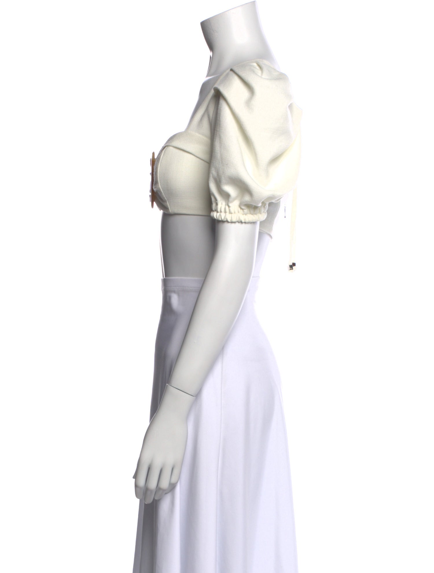 PatBO Square Neckline Short Sleeve Crop Top