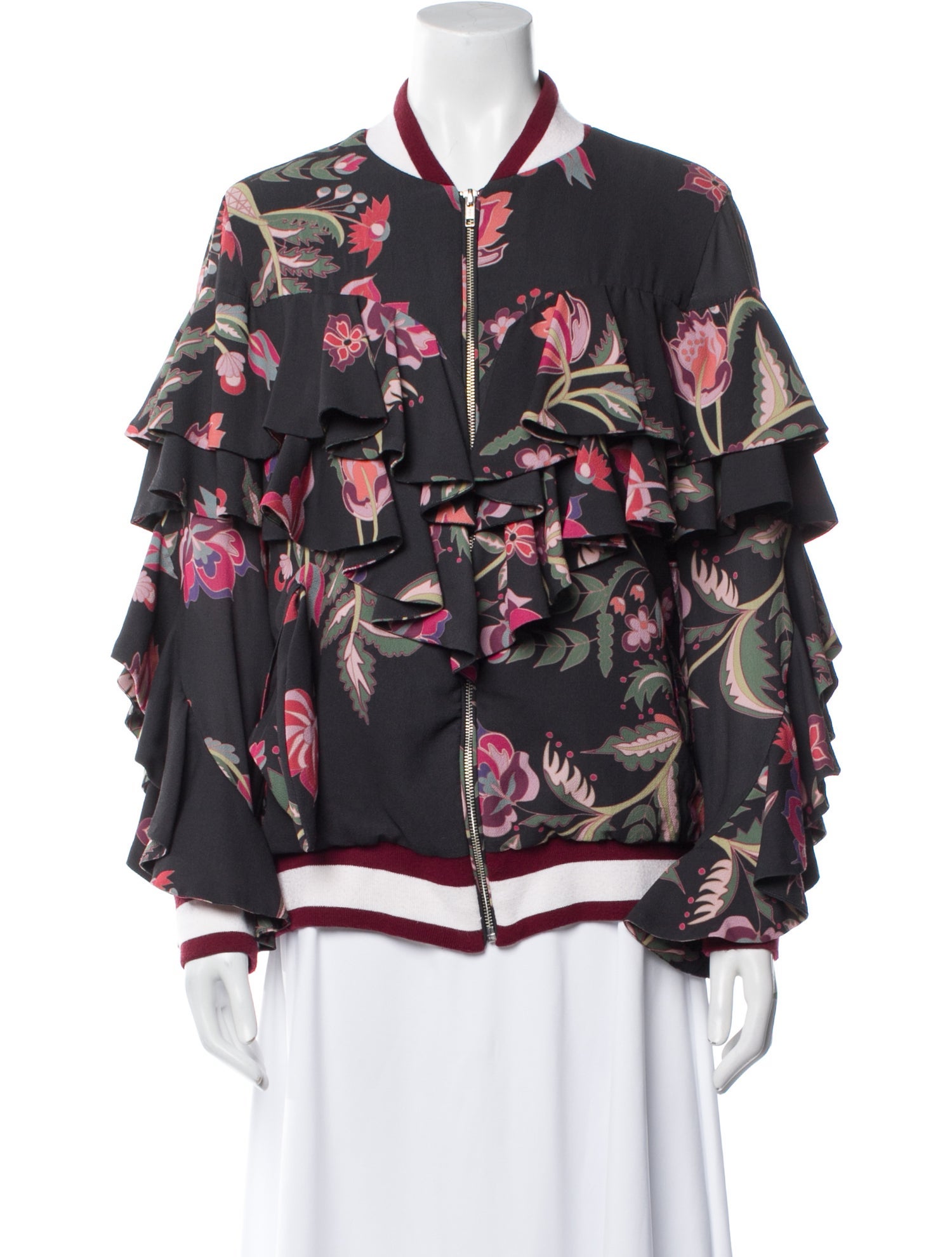 PatBO Floral Print Bomber Jacket