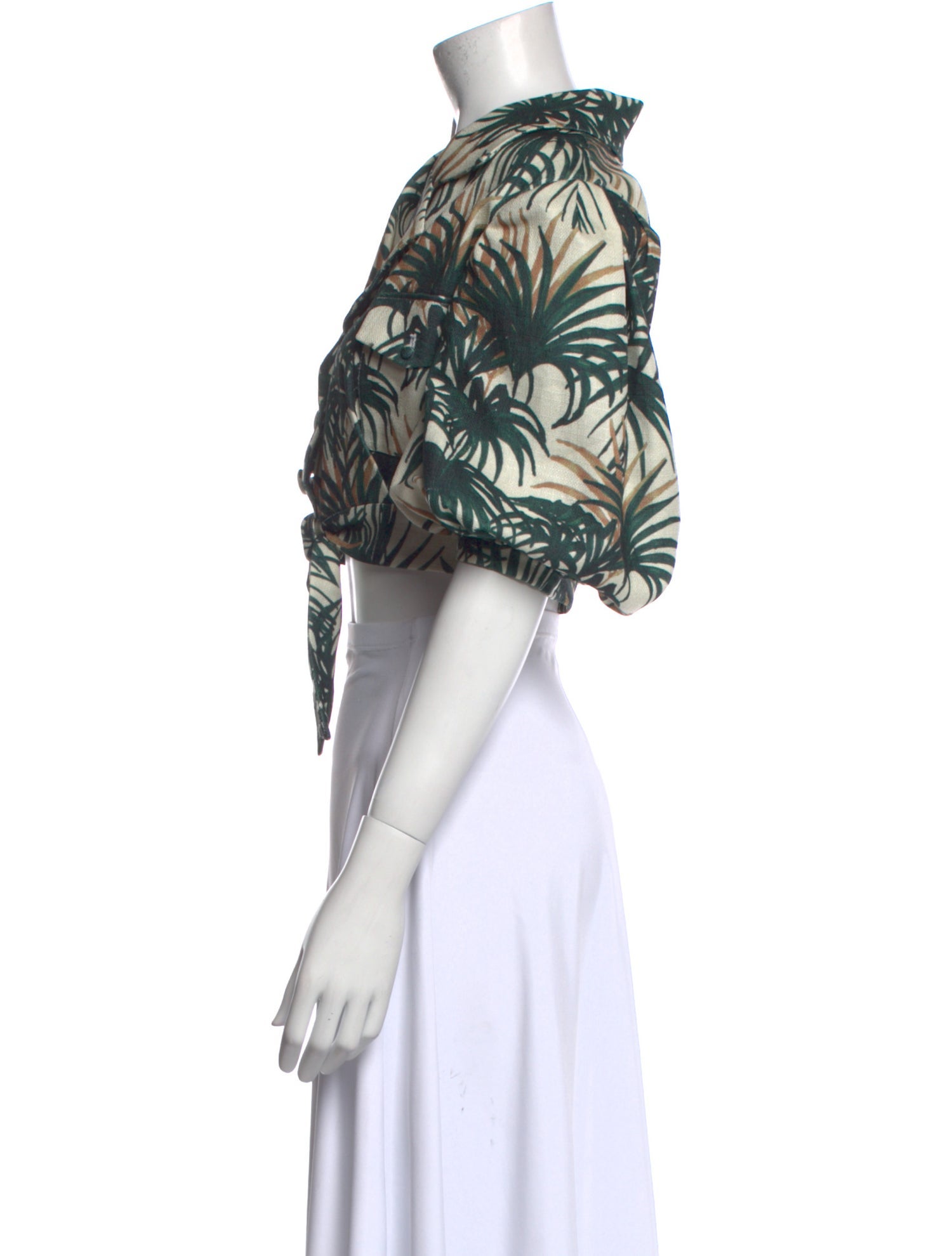 PatBO Printed V-Neck Crop Top