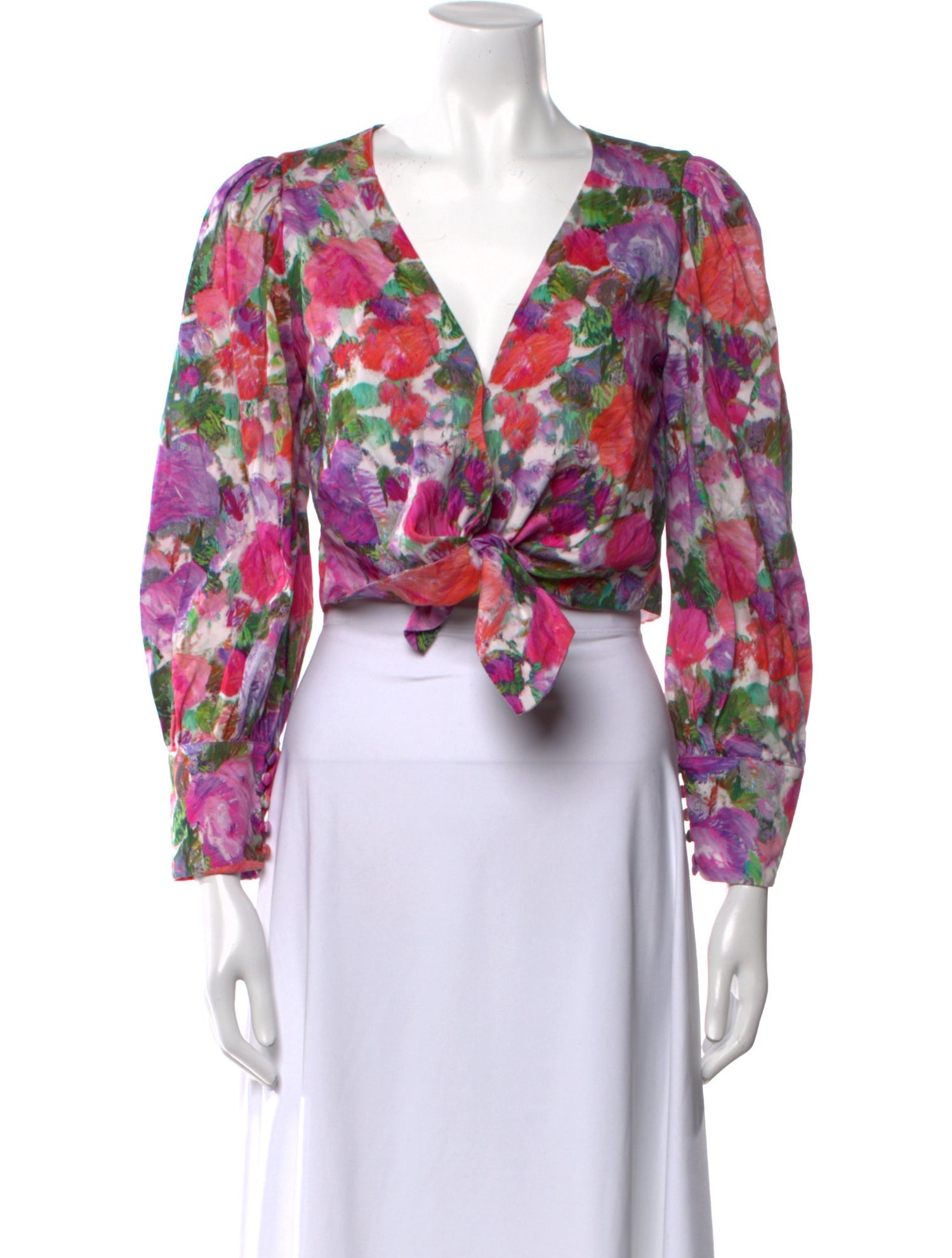 PatBO Floral Print V-Neck Crop Top w/ Tags