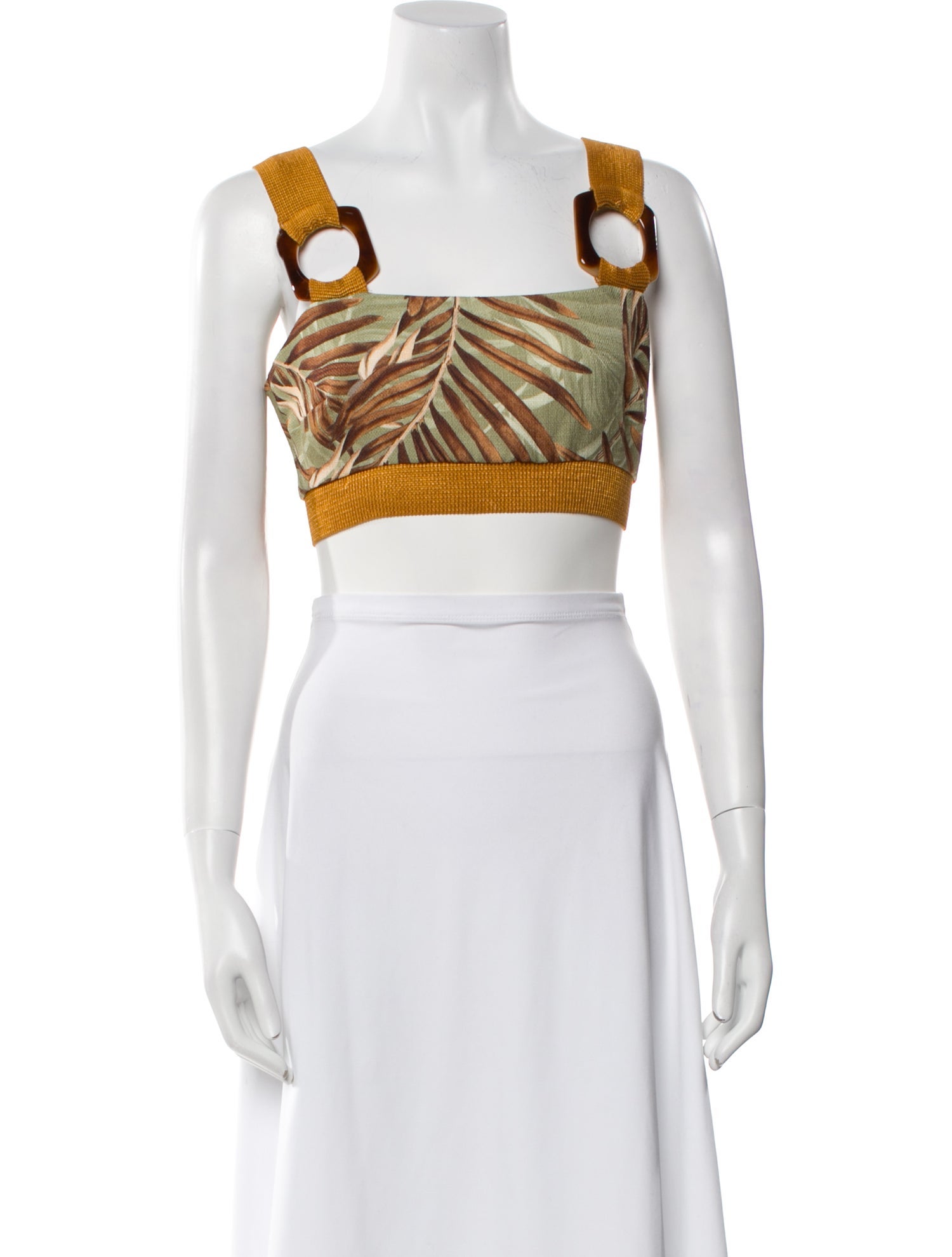 PatBO Printed Square Neckline Crop Top