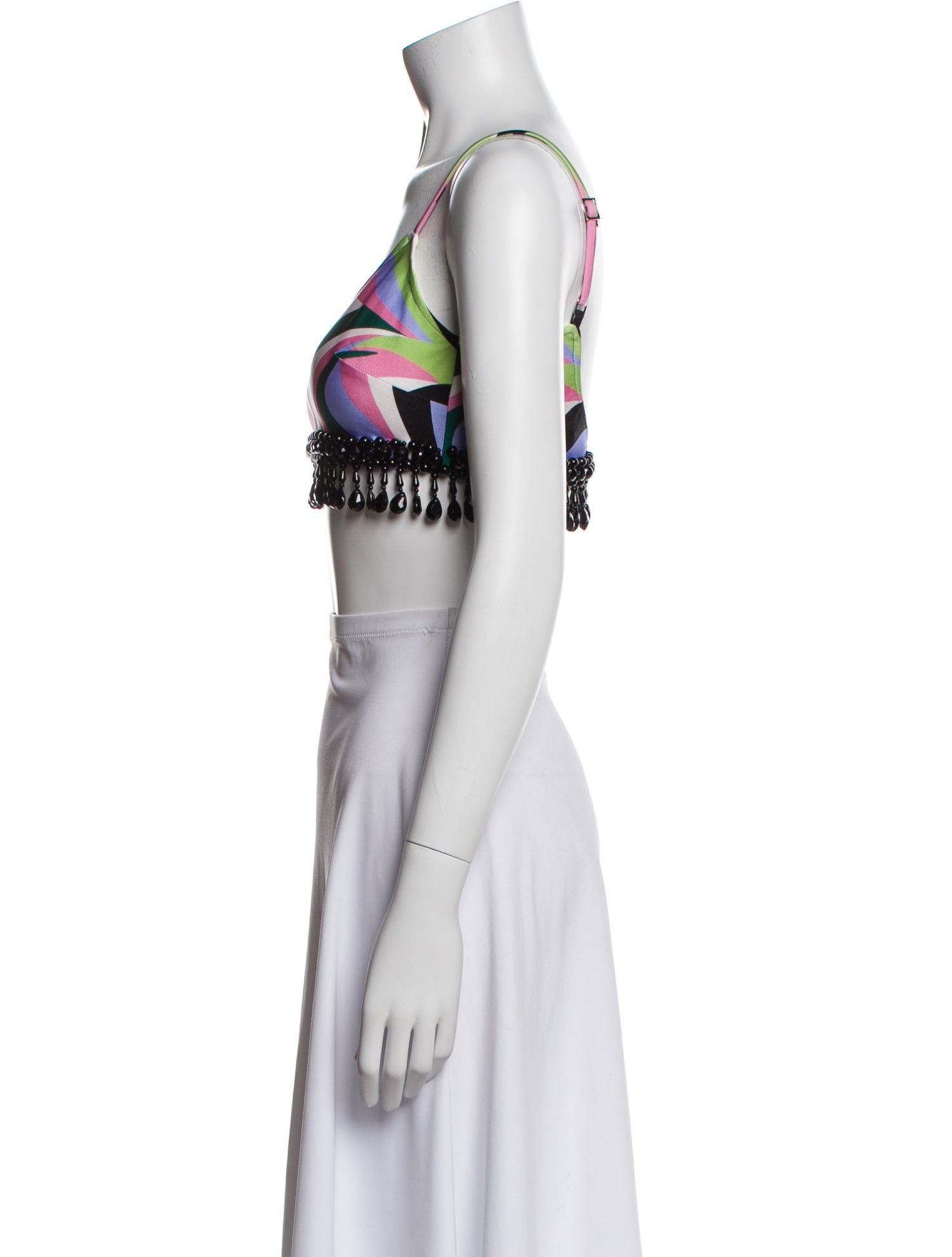 PatBO Printed Scoop Neck Crop Top