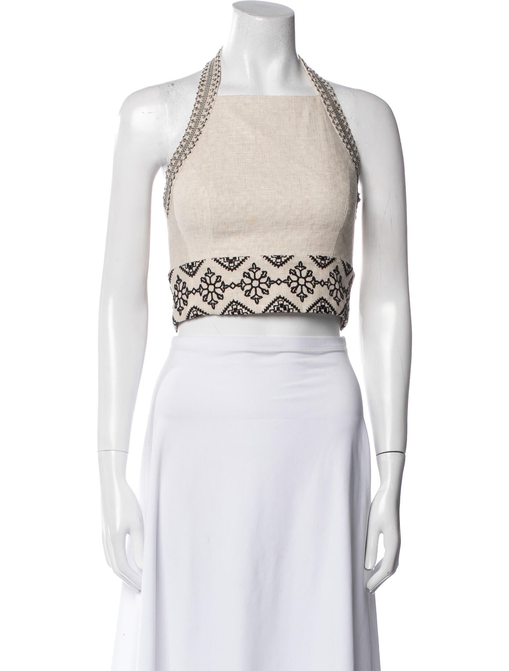 PatBO Printed Halterneck Crop Top