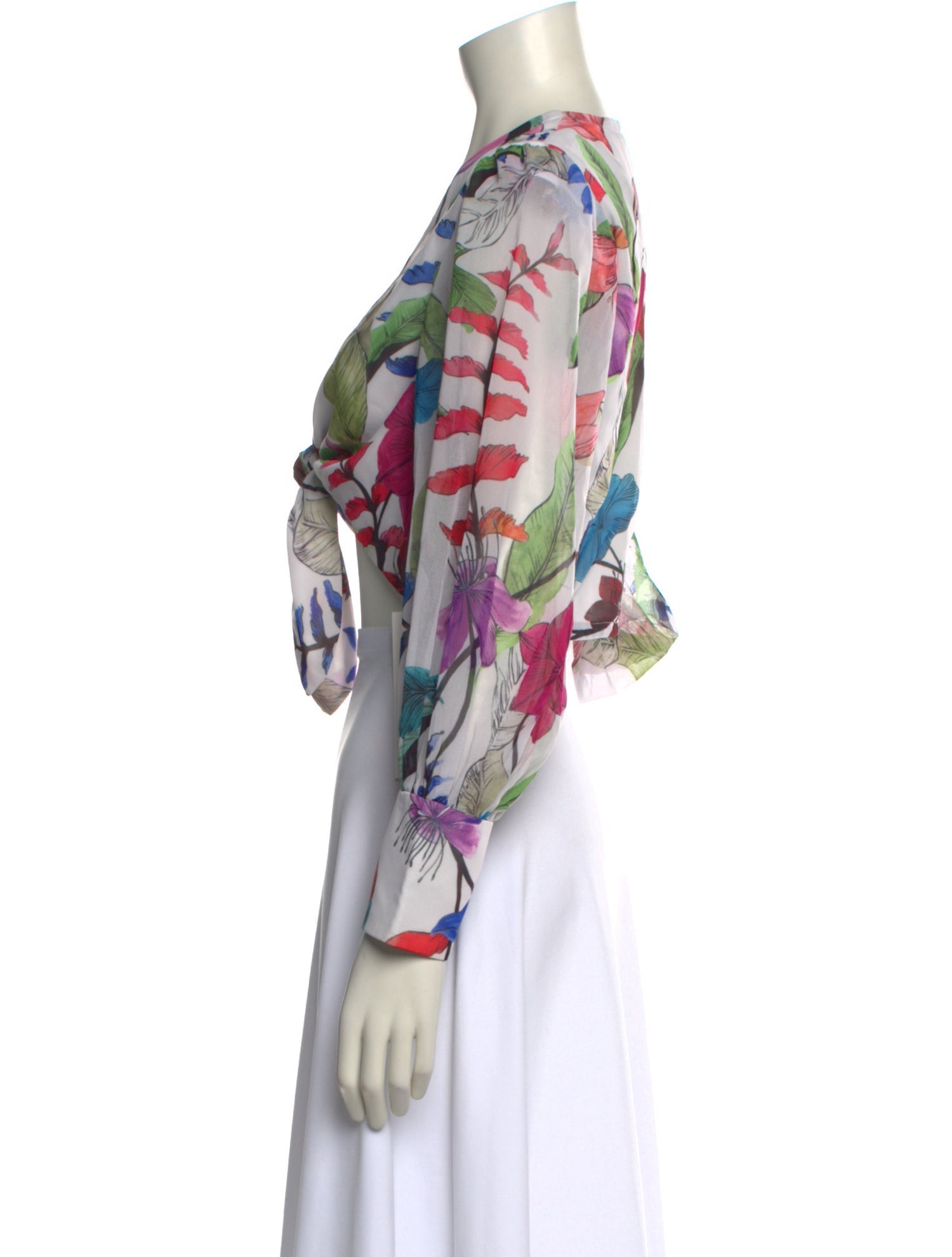 PatBO Floral Print V-Neck Crop Top