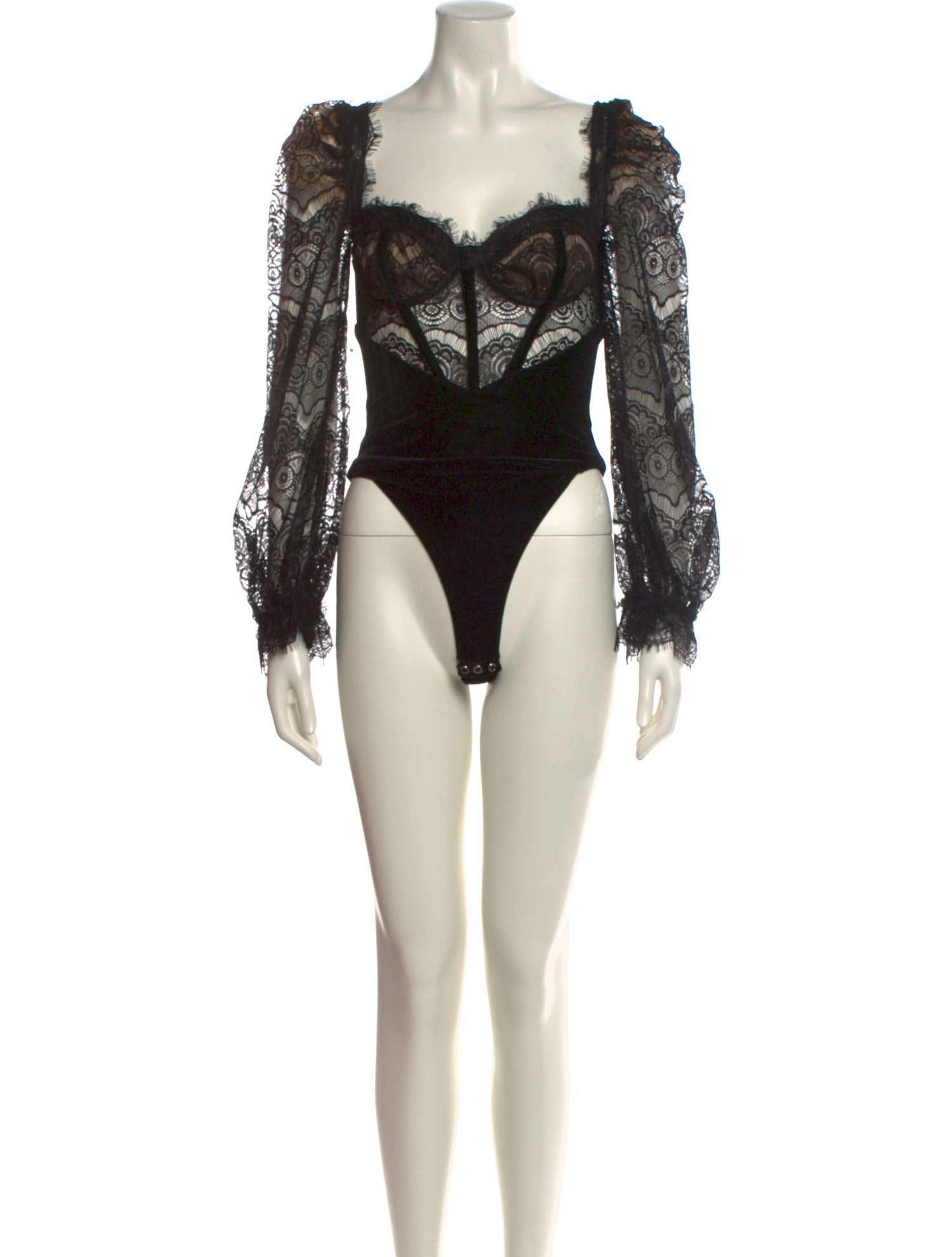 PatBO Square Neckline Long Sleeve Bodysuit