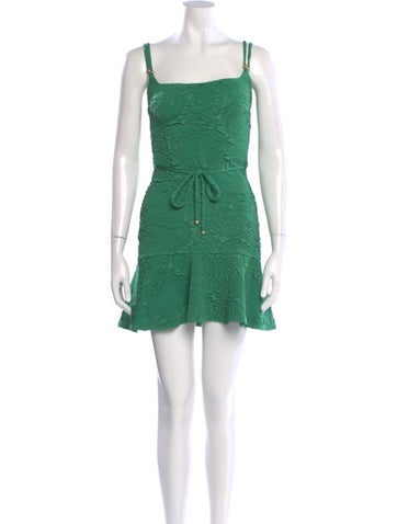 Pre-owned Patbo Square Neckline Mini Dress W/ Tags In Green