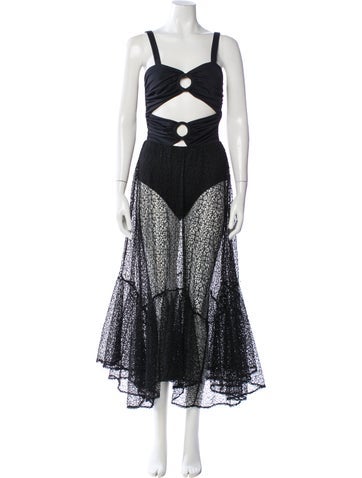 Pre-owned Patbo Square Neckline Long Dress In Multi