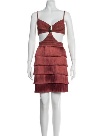 Pre-owned Patbo V-neck Mini Dress In Multi