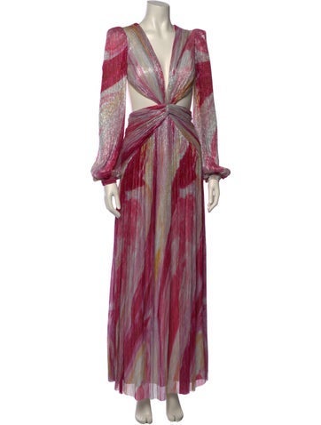 Pre-owned Patbo Striped Long Dress In Pink
