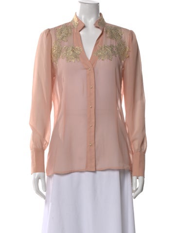 Pre-owned Patbo Floral Print V-neck Blouse In Pink