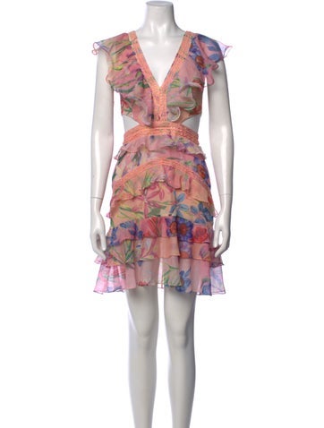 Pre-owned Patbo Floral Print Mini Dress In Pink