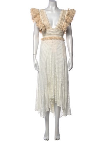Pre-owned Patbo Patterned Midi Length Dress In Neutrals/white