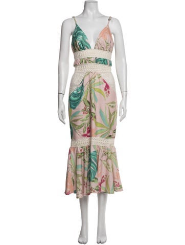 Pre-owned Patbo Floral Print Midi Length Dress In Multicolor
