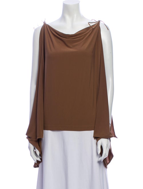 Plein Sud Cowl Neck Long Sleeve Blouse Brown