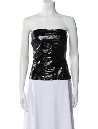 Plein Sud Leather Strapless Crop Top