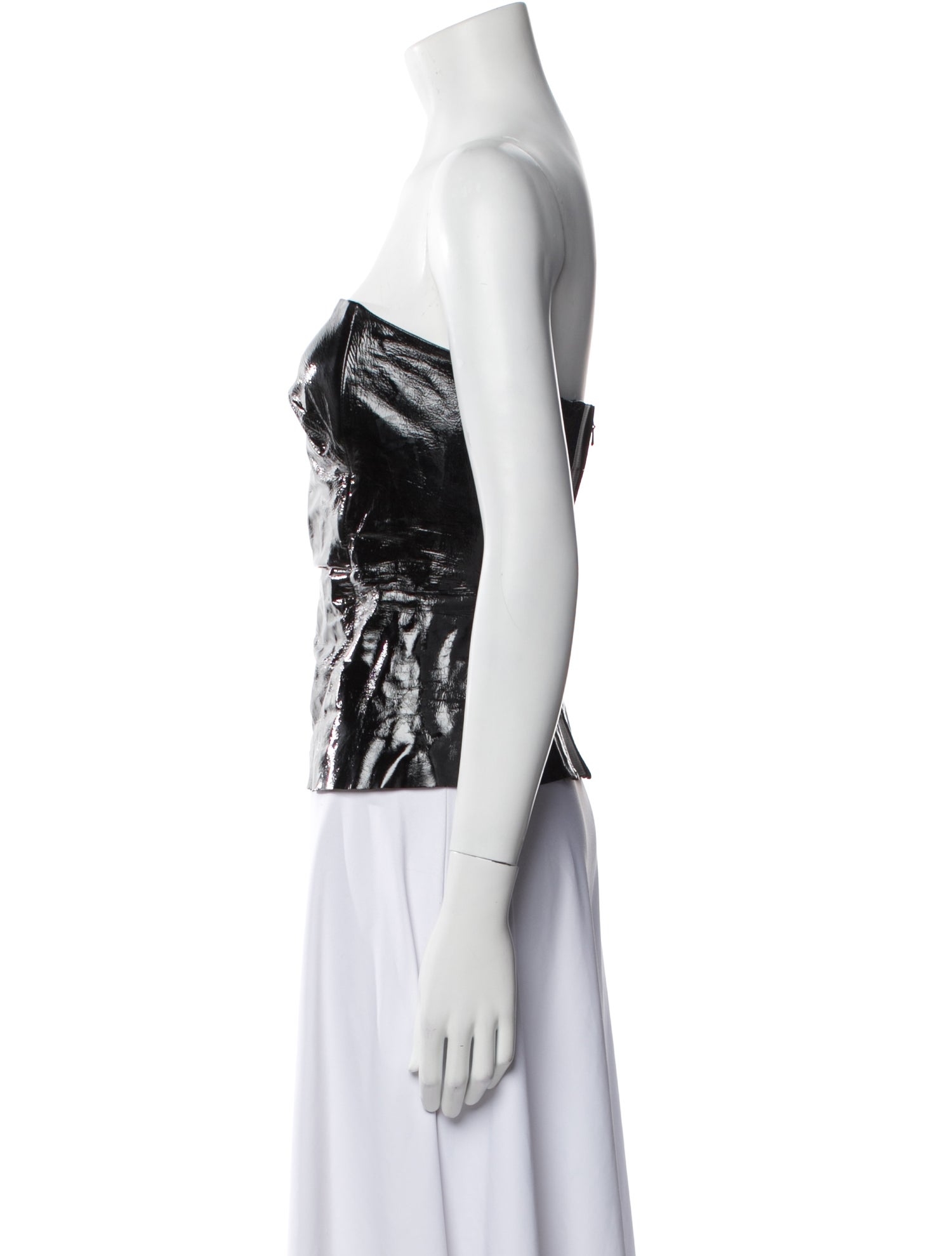 Plein Sud Leather Strapless Crop Top