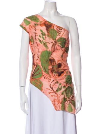 Plein Sud Floral Print One-Shoulder Blouse