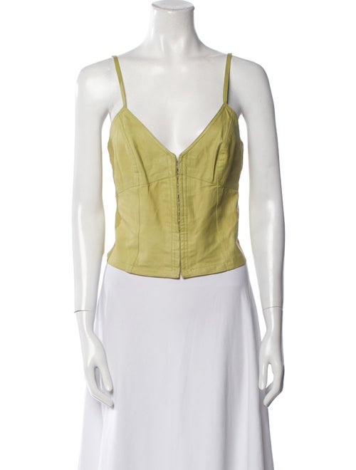 Plein Sud Leather V-Neck Crop Top