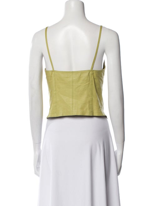 Plein Sud Leather V-Neck Crop Top