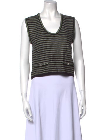 Paola Bernardi Tops Striped Scoop Neck Crop Top M