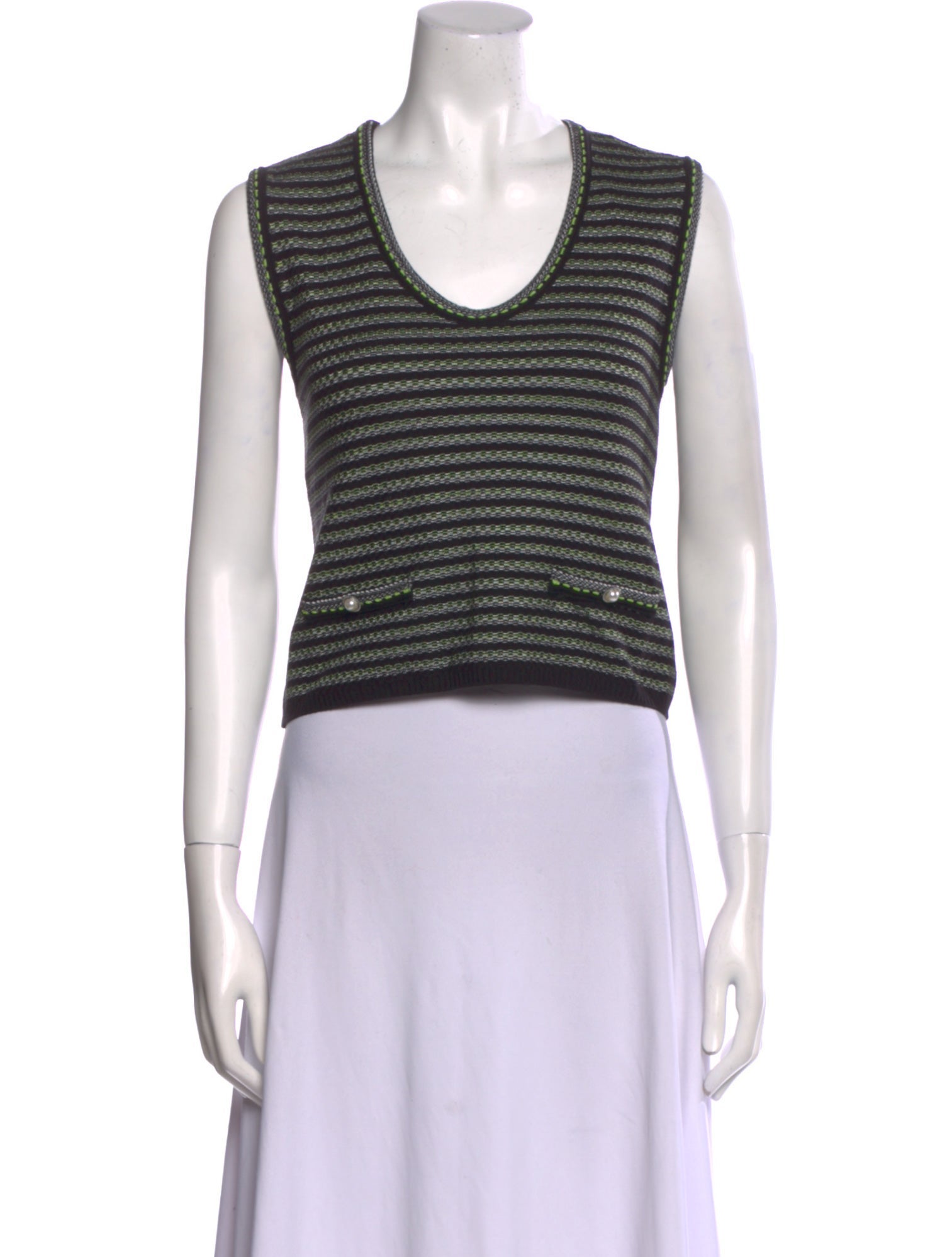 Paola Bernardi Striped Scoop Neck Crop Top w/ Tags