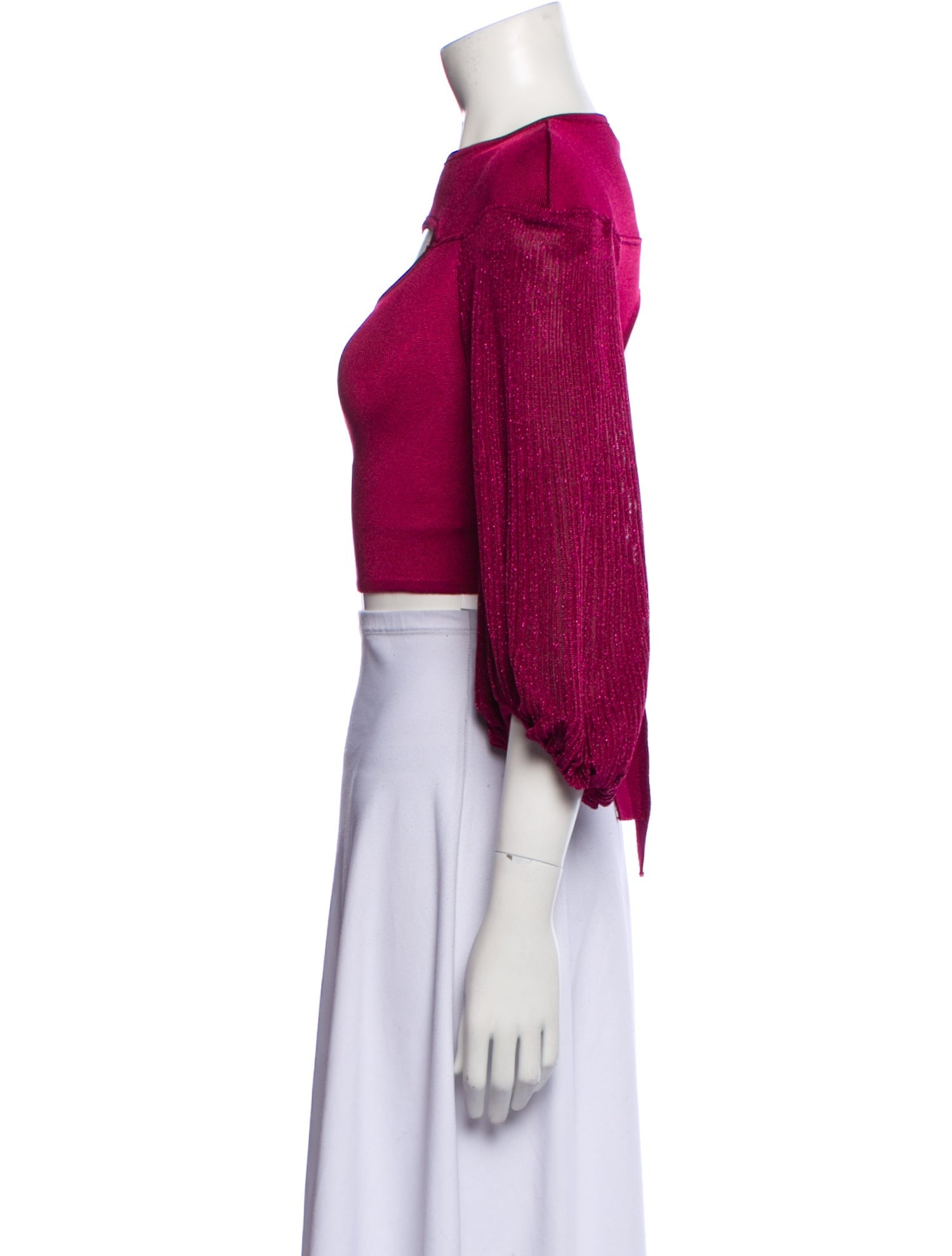 Paola Bernardi Bateau Neckline Three-Quarter Sleeve Crop Top