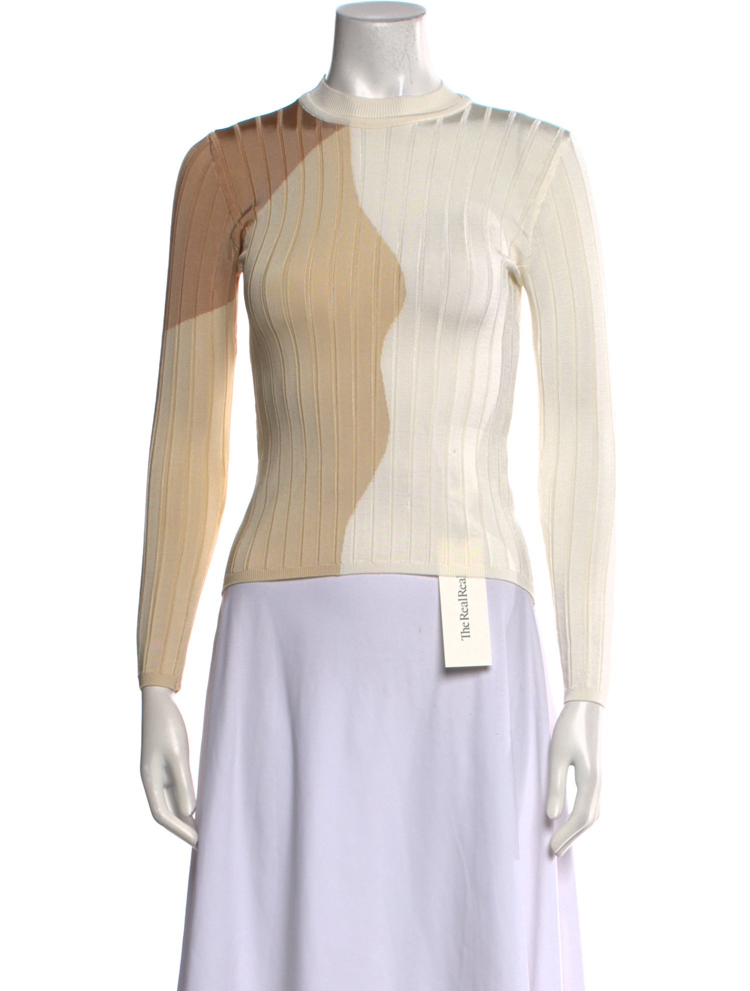 Paola Bernardi Colorblock Pattern Mock Neck Top