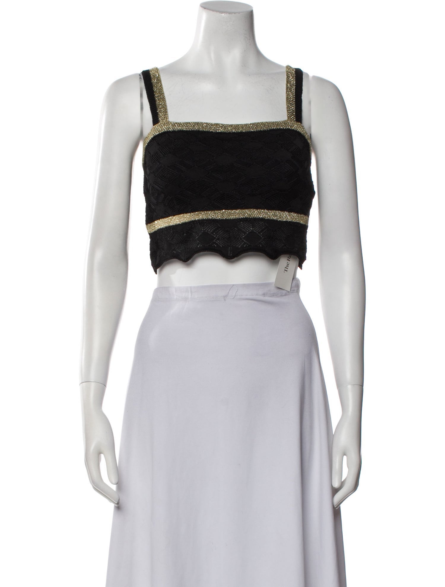 Paola Bernardi Square Neckline Sleeveless Crop Top