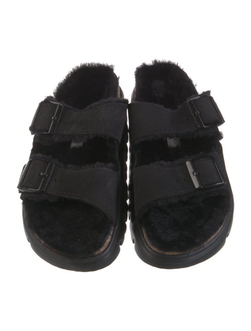 Papillio x Birkenstock Suede Faux Fur Trim Slides