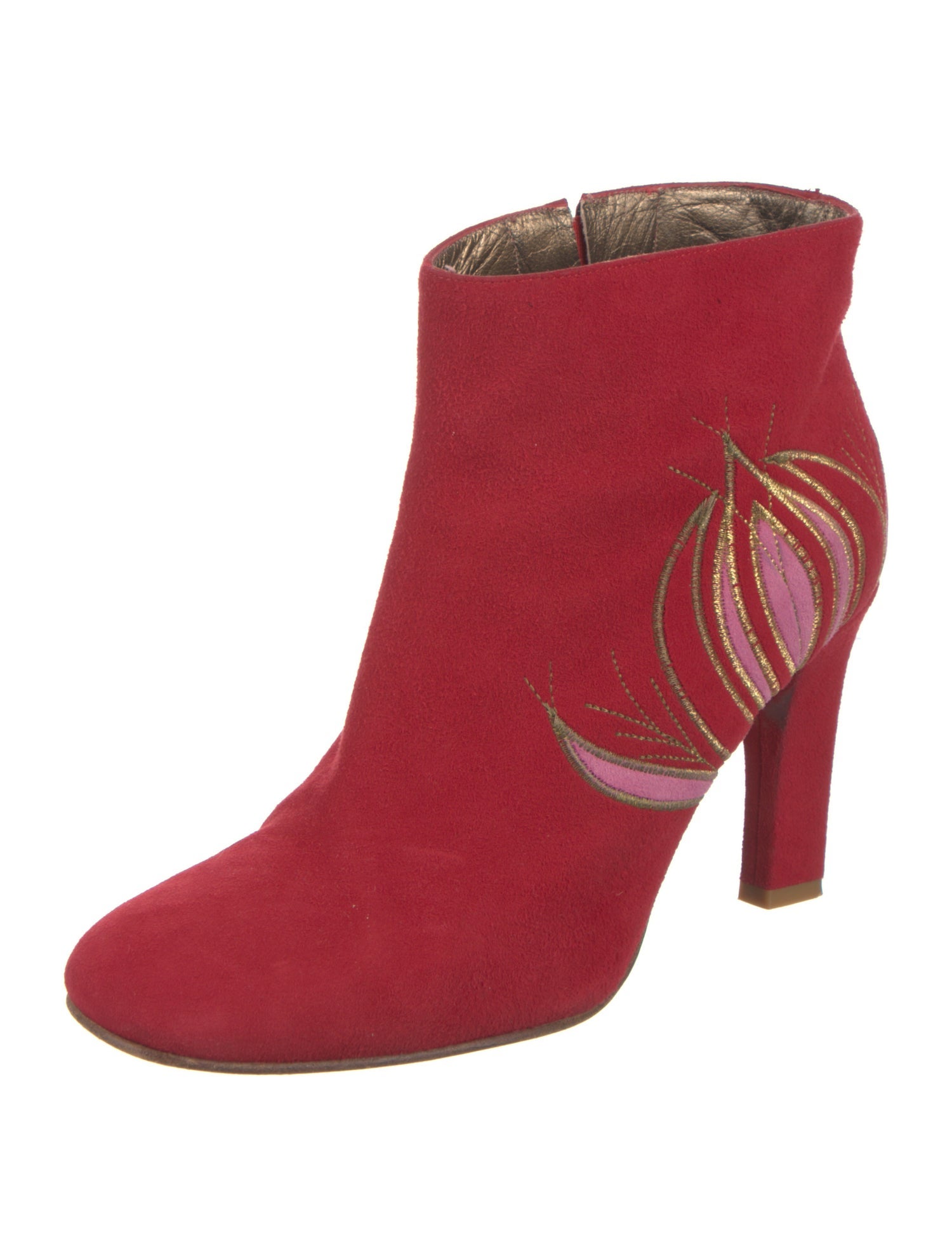 Patricia Blanchet Suede Floral Print Boots