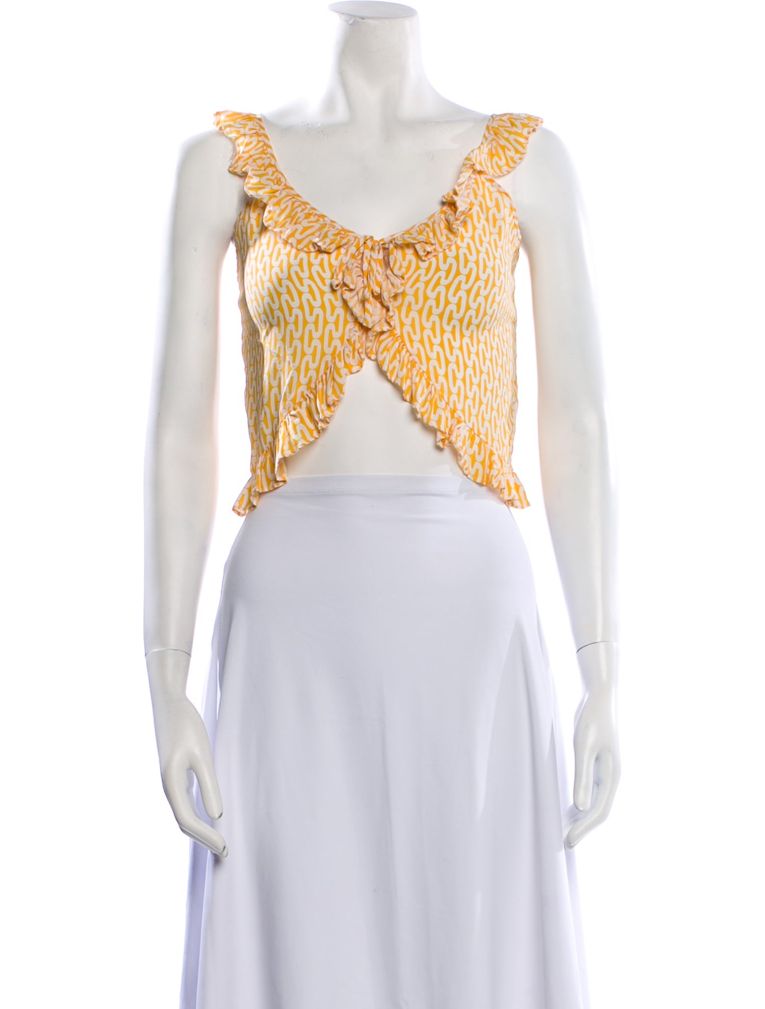 Paloma Blue Silk Printed Crop Top